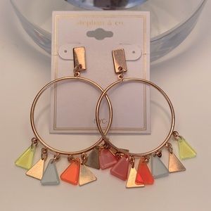 🆕 Earrings gold plated with neon plastic tassels